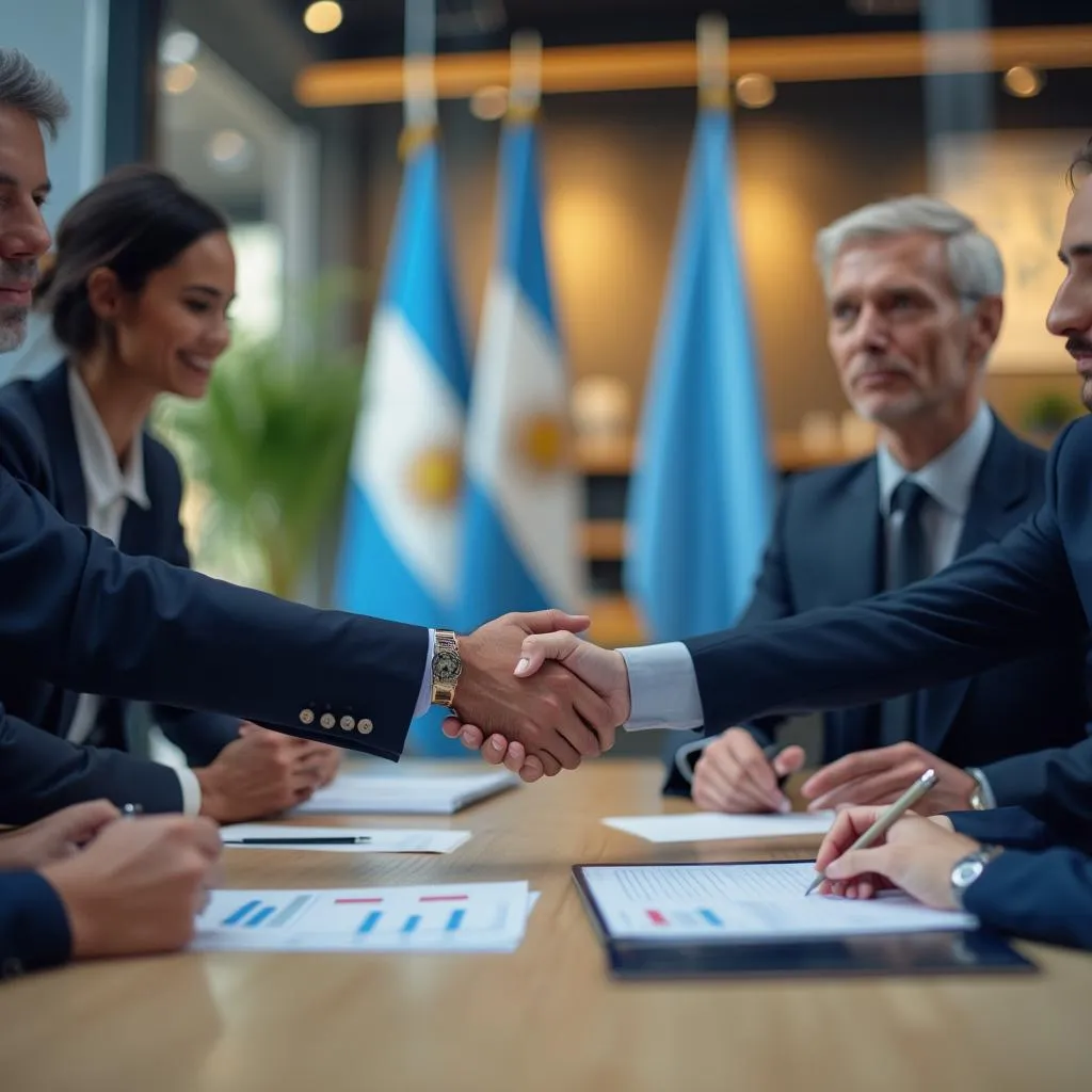 Apretón de manos de negocios en Argentina